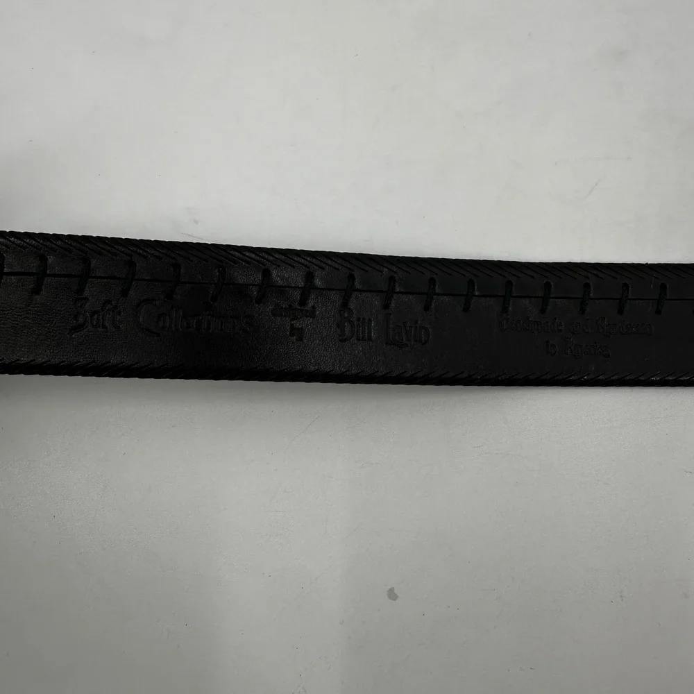 Bill Lavin Soft Collections Mens Black Leather Chevron Belt Size 38‎ Textured